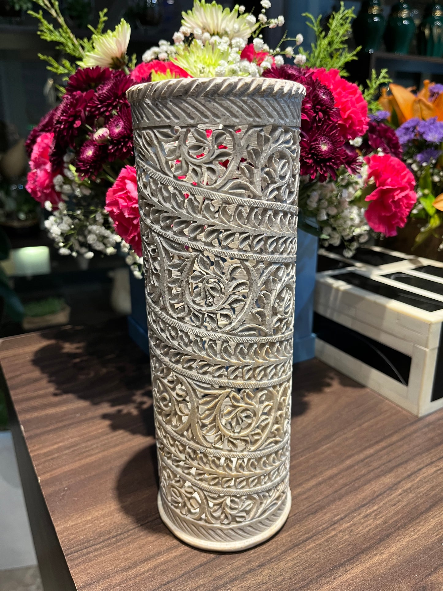 Stone craved light vase