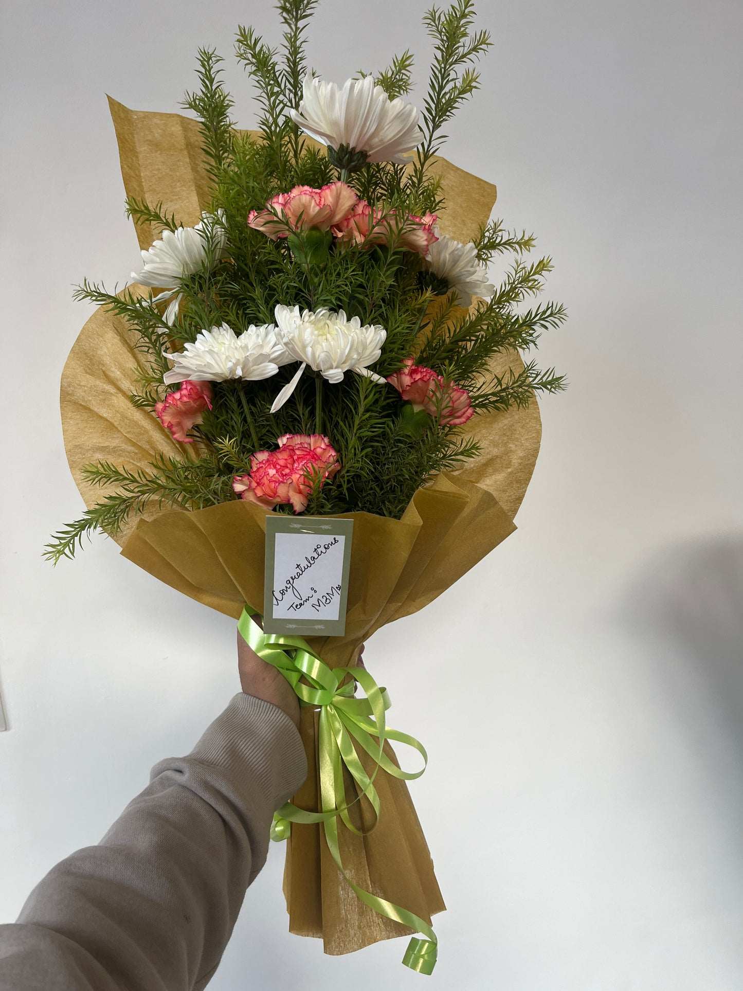 Peach and white soothing hand bunch