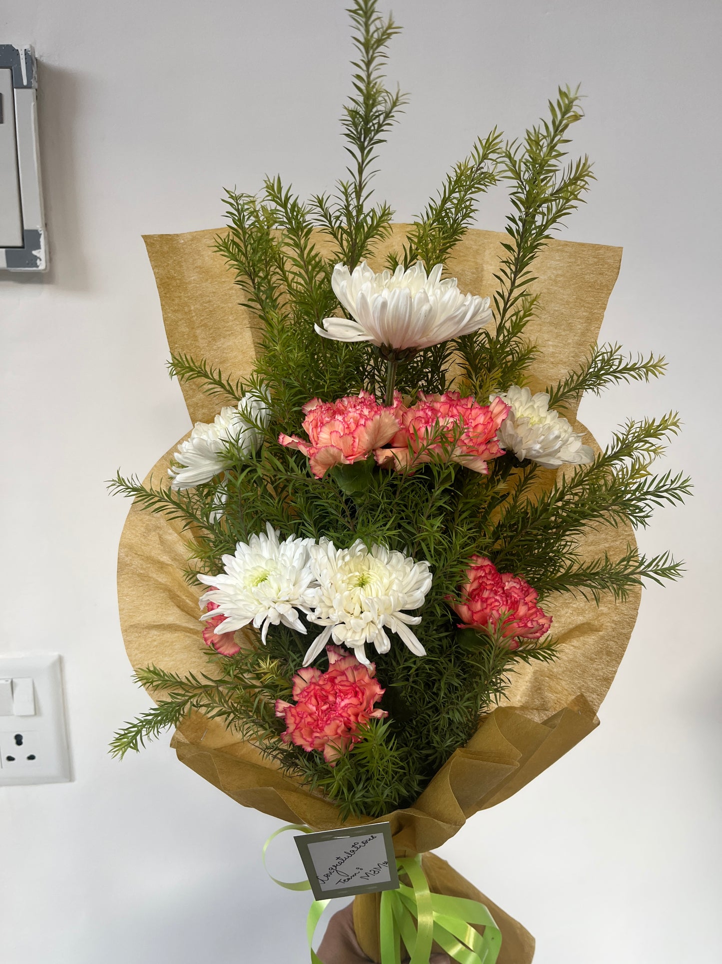 Peach and white soothing hand bunch