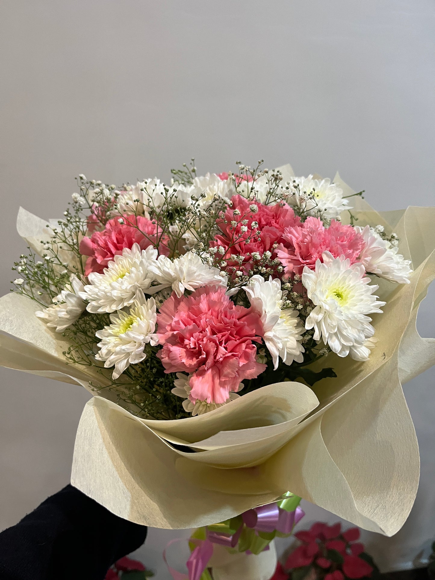 Peach and white blossom bouquet