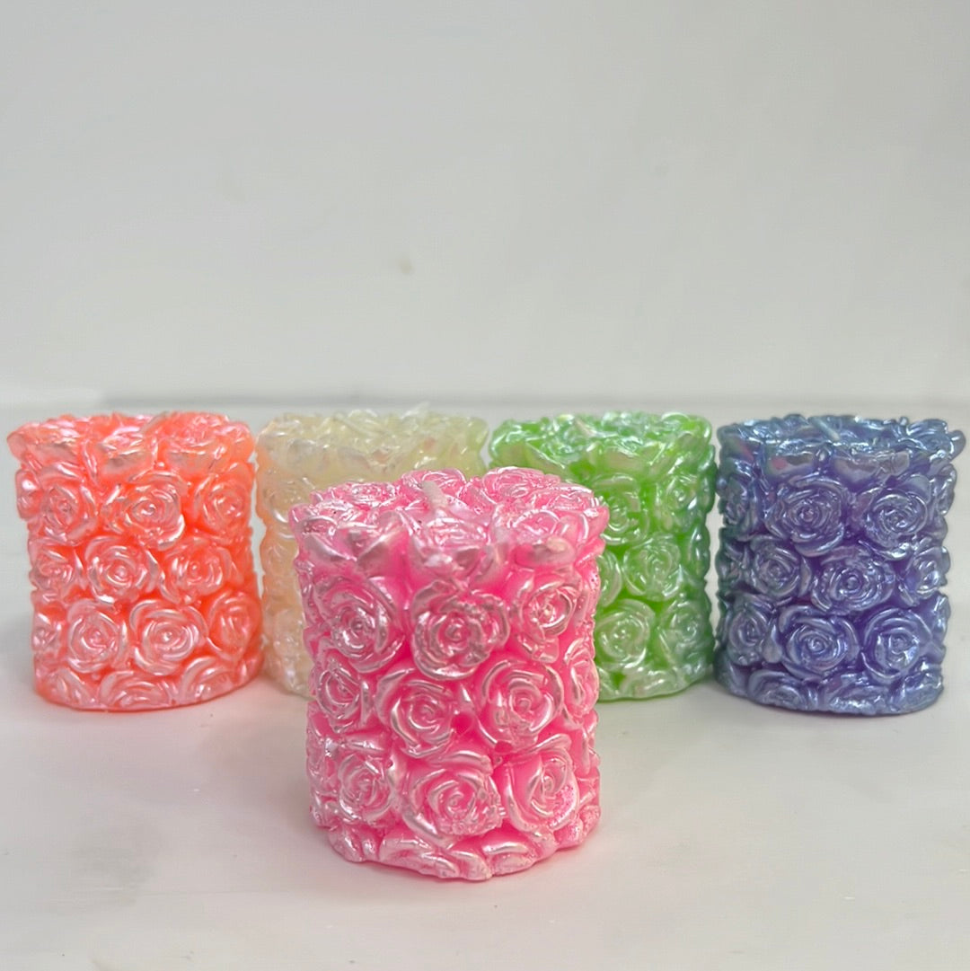 Rose Design multi coloured Candles