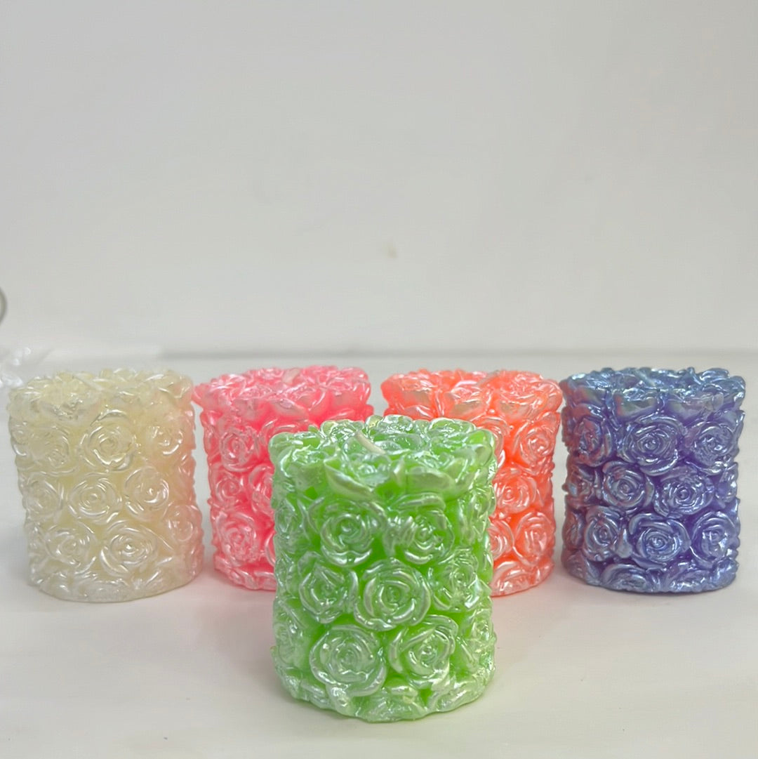 Rose Design multi coloured Candles