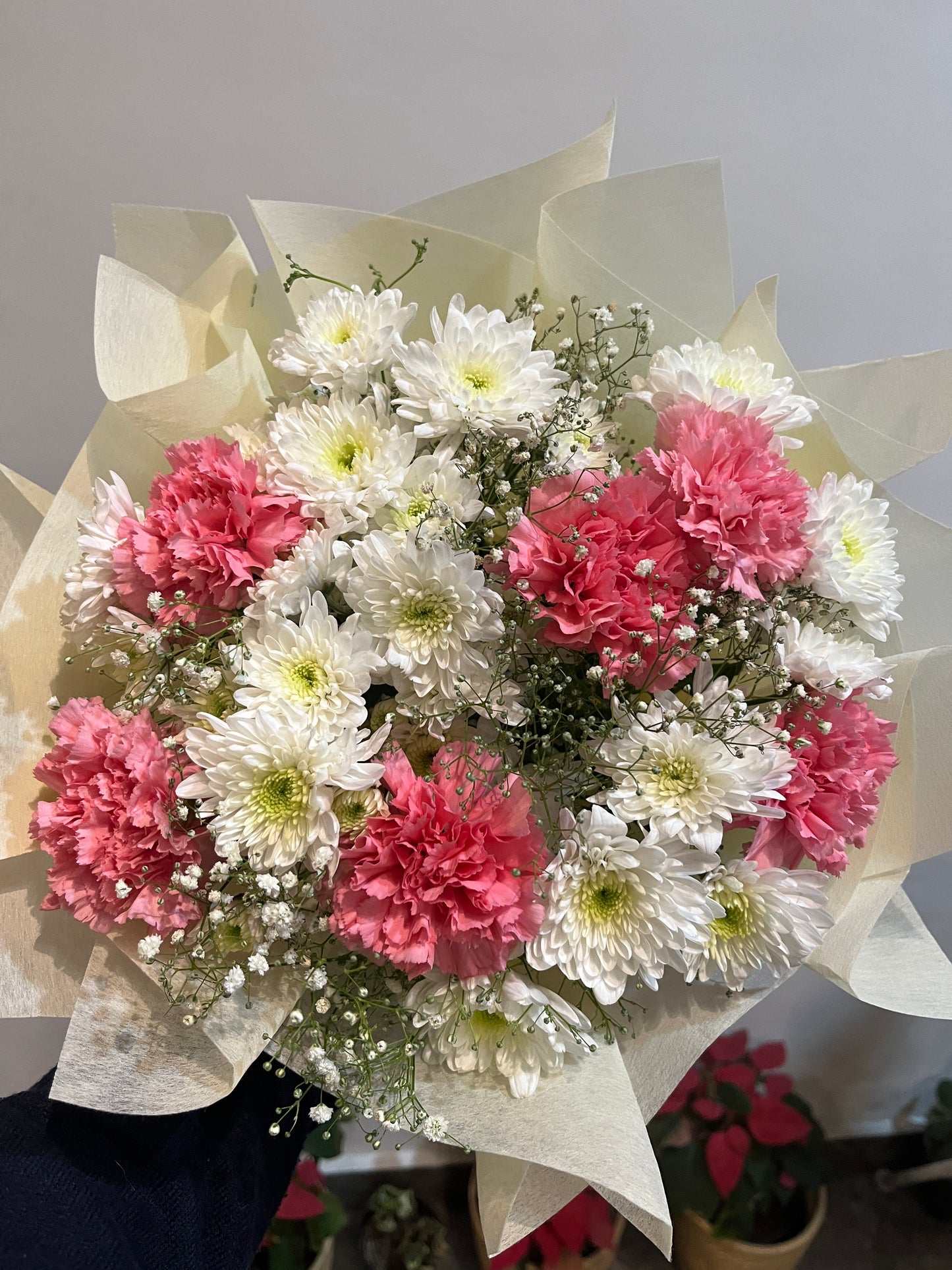 Peach and white blossom bouquet