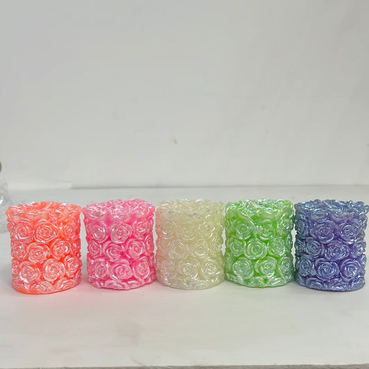 Rose Design multi coloured Candles