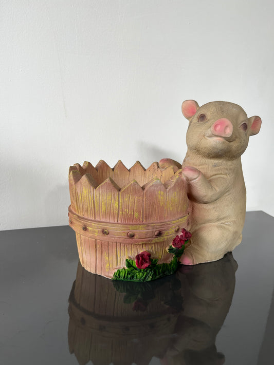 Pig with Basket Pot