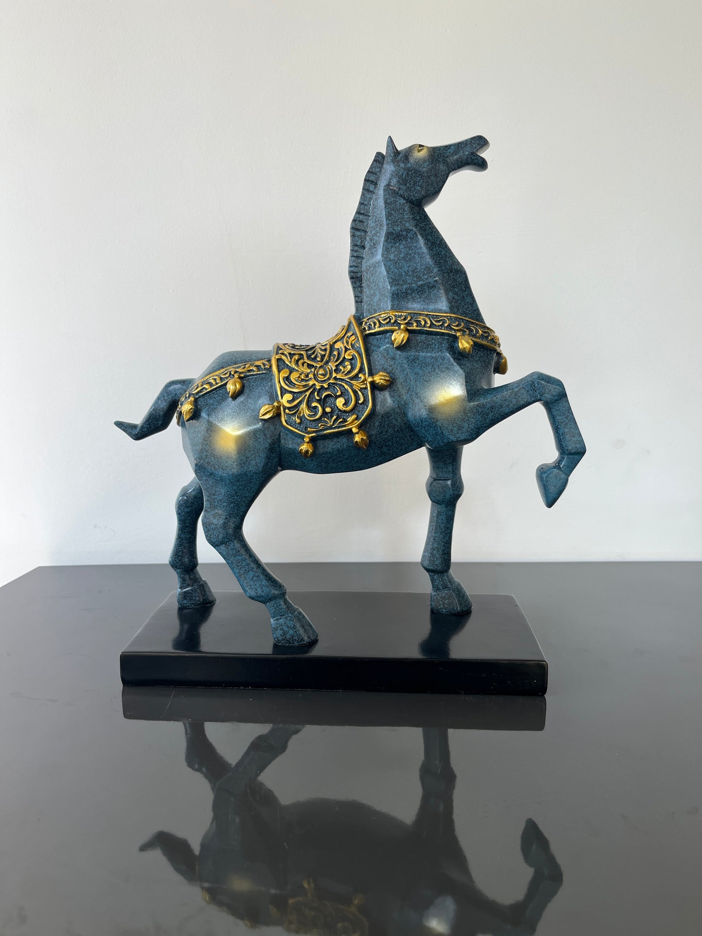 Home Decor Resin Blue Horse Statue