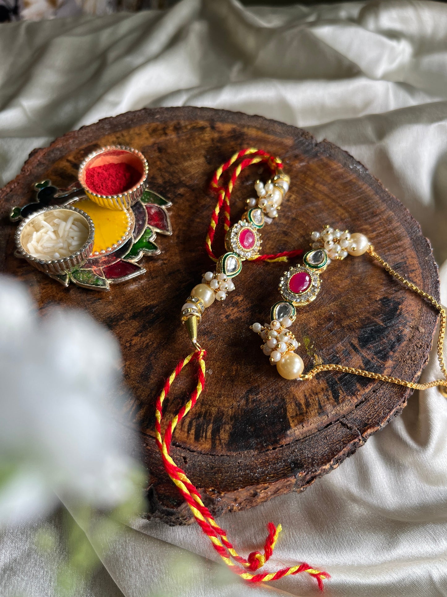 Redstone Ruby Rakhi Lumba set Florenzaa