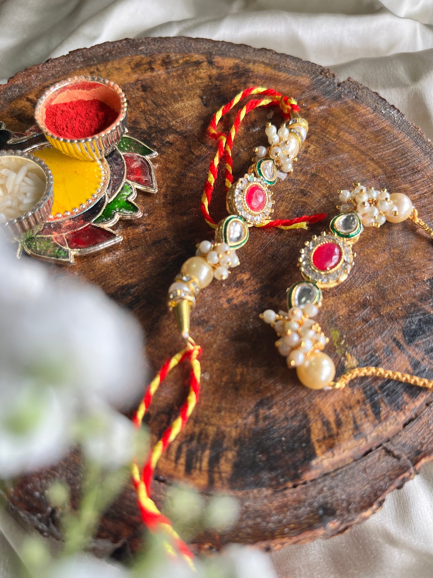 Redstone Ruby Rakhi Lumba set Florenzaa