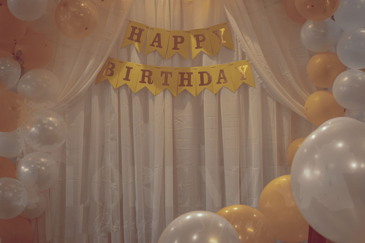 Yellow n White Backdrop Birthday Decor Florenzaa