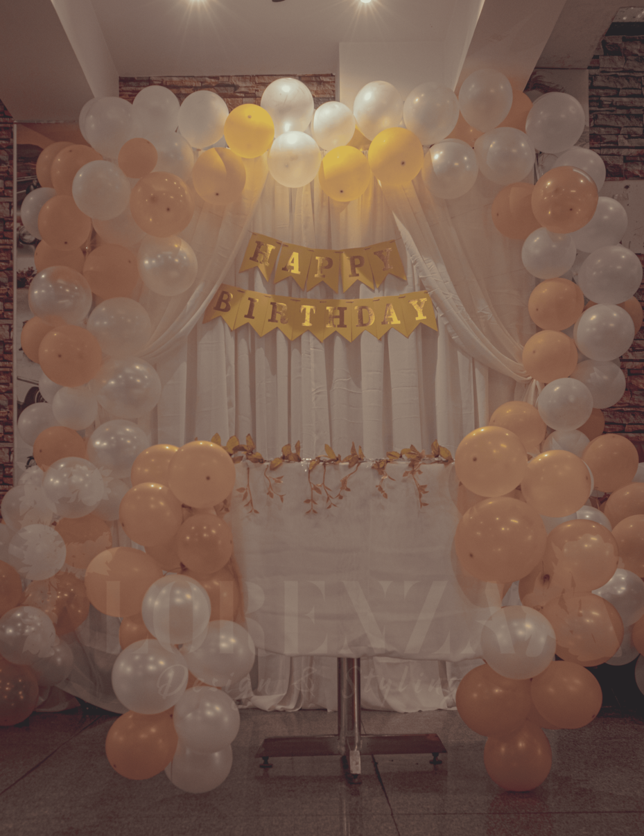 Yellow n White Backdrop Birthday Decor Florenzaa