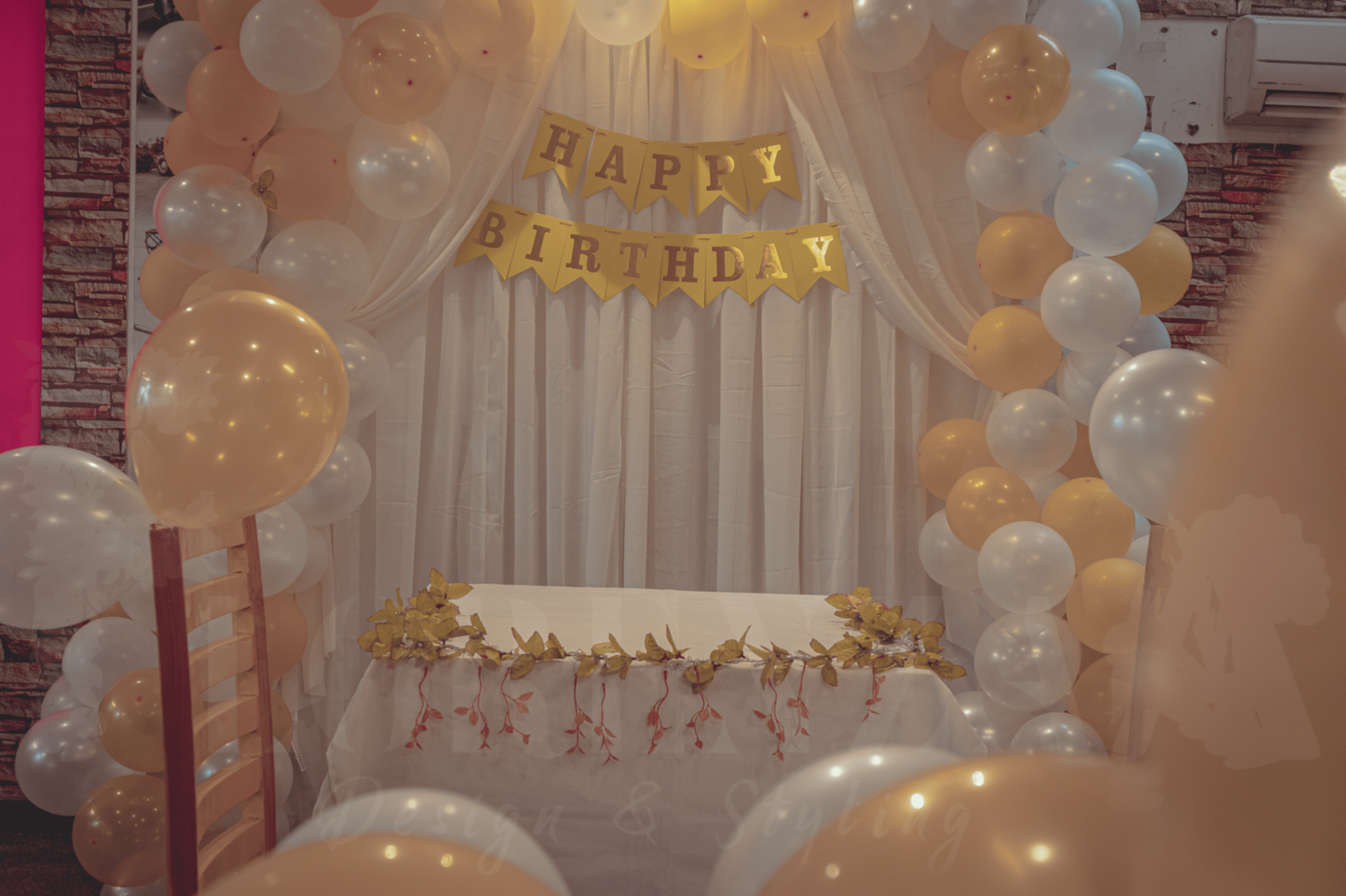 Yellow n White Backdrop Birthday Decor Florenzaa