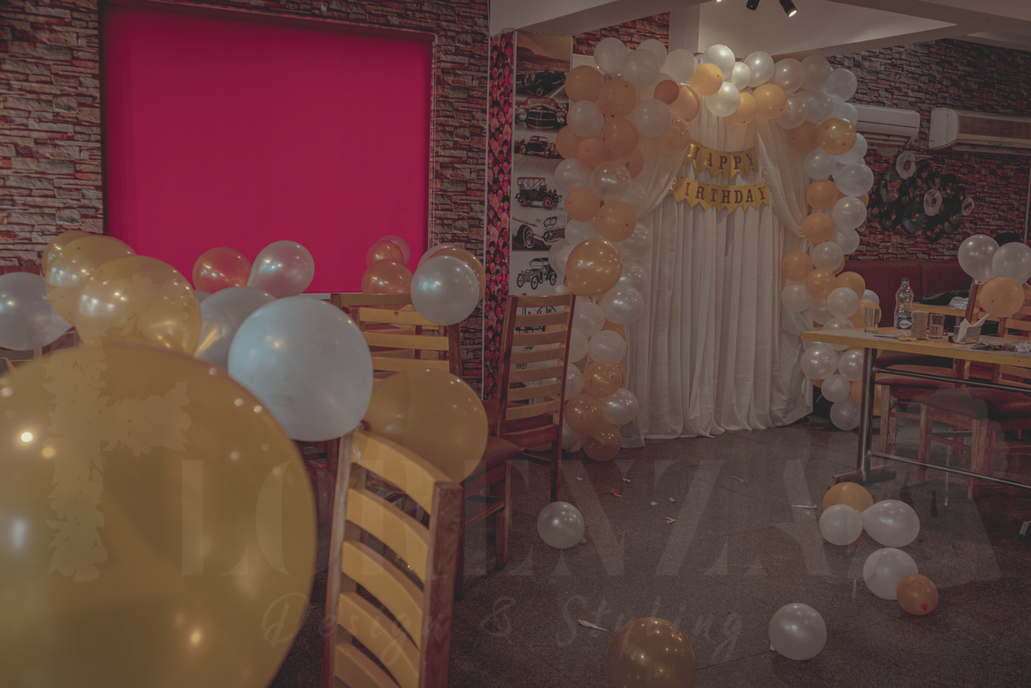 Yellow n White Backdrop Birthday Decor Florenzaa