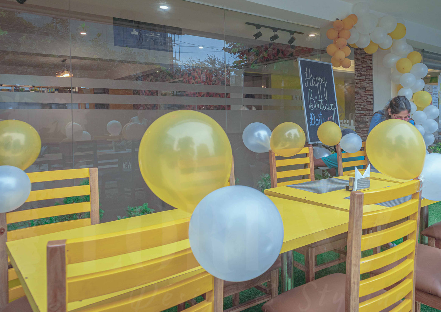Yellow n White Backdrop Birthday Decor Florenzaa