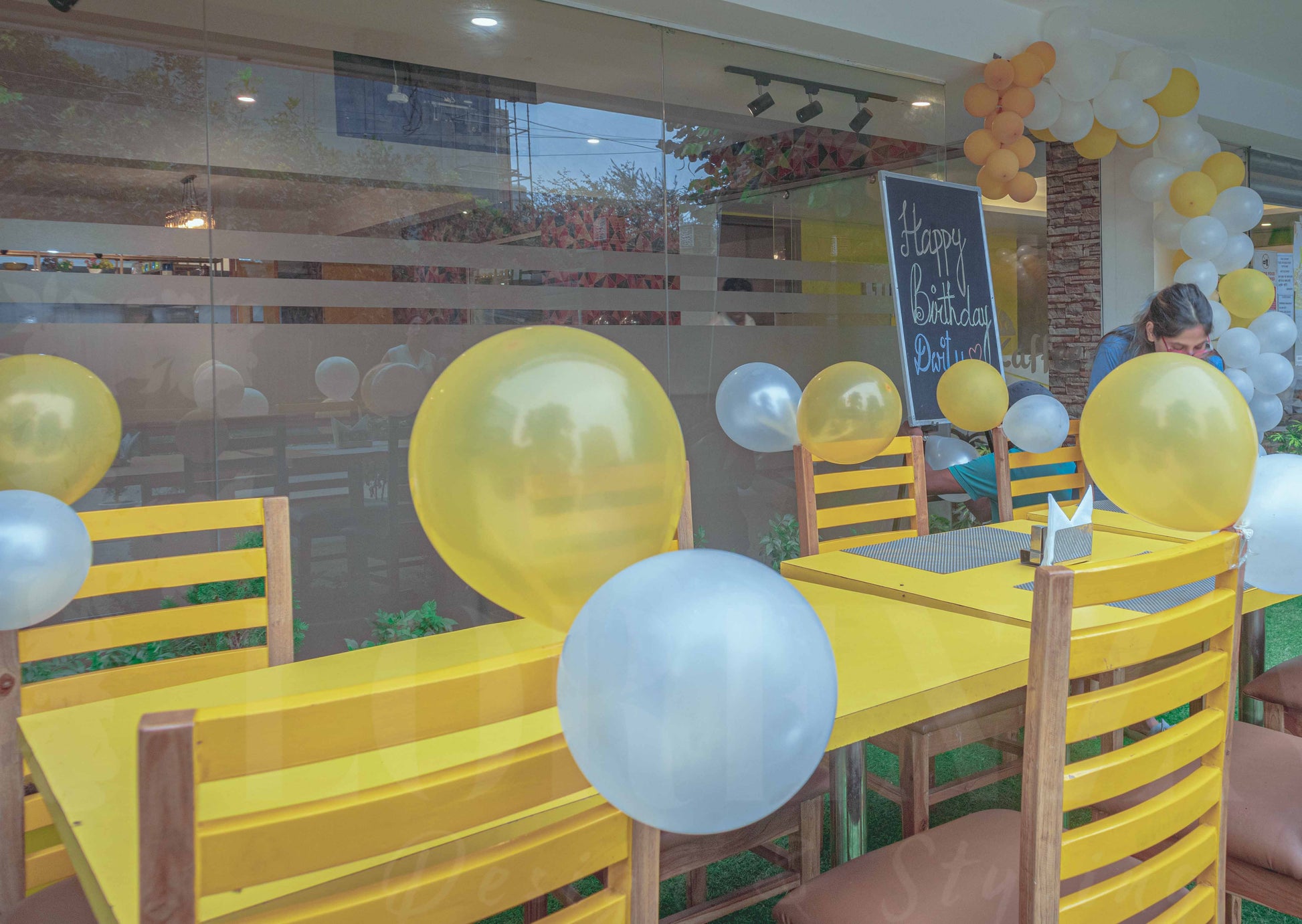Yellow n White Backdrop Birthday Decor Florenzaa