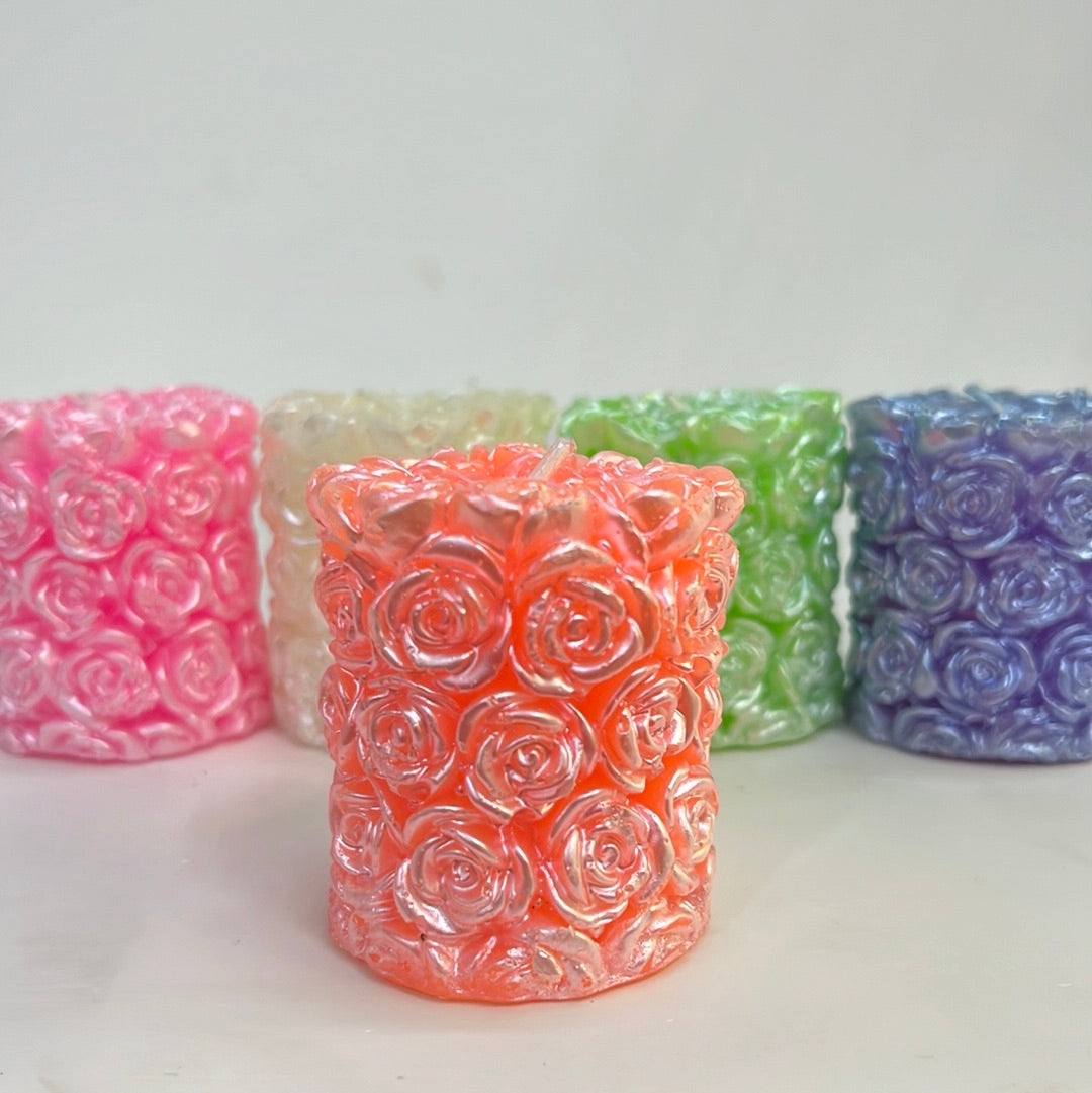 Rose Design multi coloured Candles