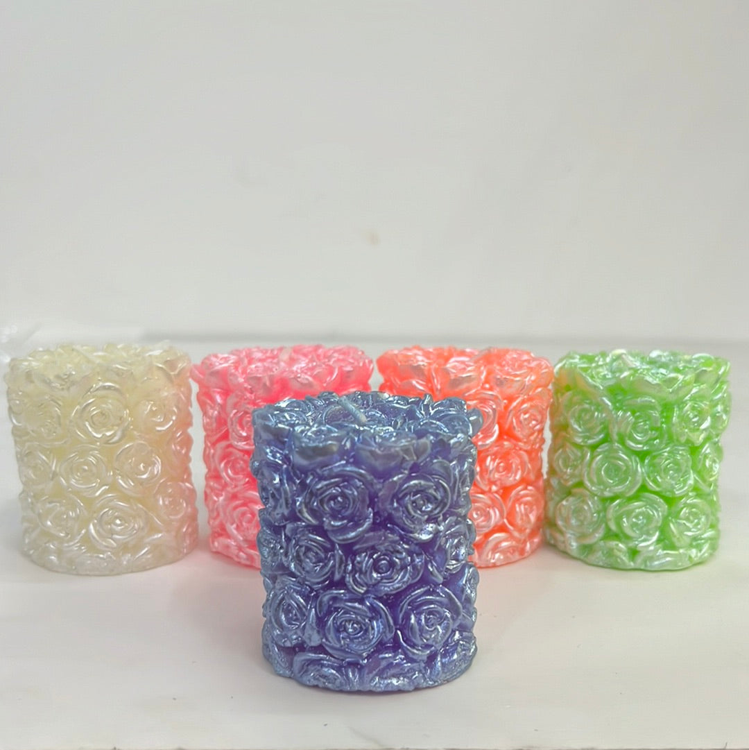 Rose Design multi coloured Candles